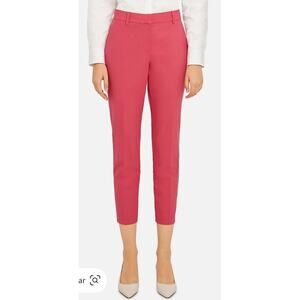 Theory Womens Treeca 2 Good Wool Cropped Watermelon Pink Tailored Dress Pants 2